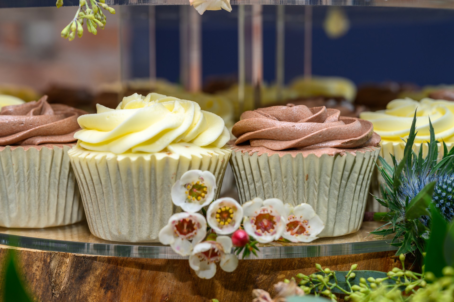 cupcakes and fresh flowers